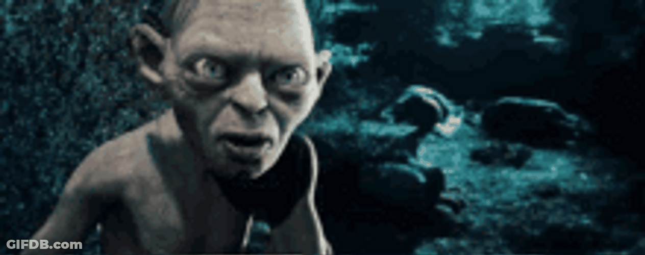 Grumpy Gollum Face Reaction GIF