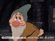 Grumpy Saying Oh Stop Making Me Blush GIF
