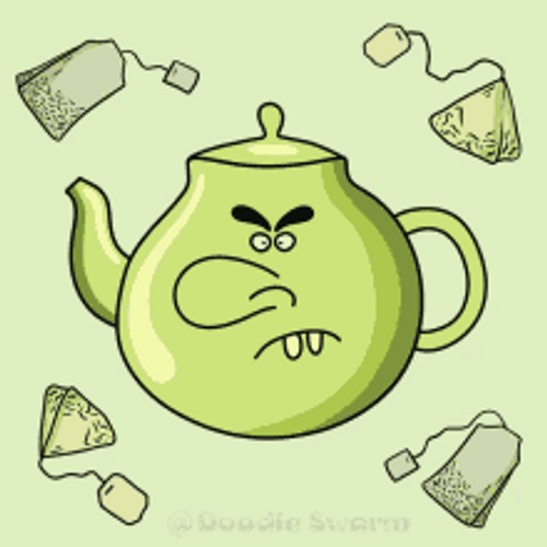 Grumpy Teapot And Tea Bags Animation GIF