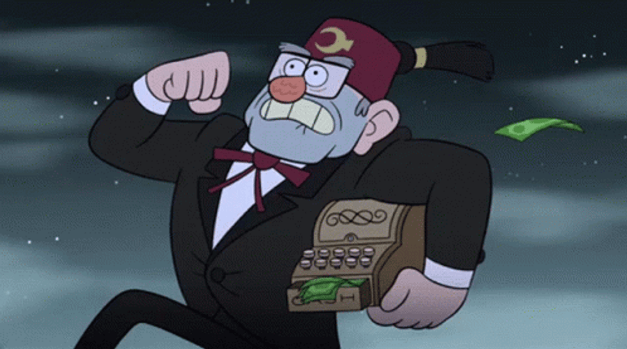 Grunkle Stan Cash Register Run GIF