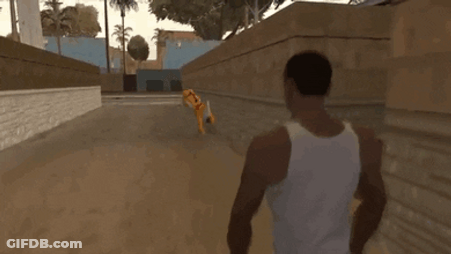 GTA Guy Riding A Dinosaur GIF