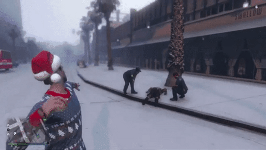 GTA Guy Throwing Snow Ball GIF