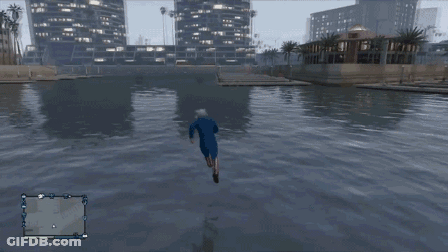 GTA Man Running On Water GIF