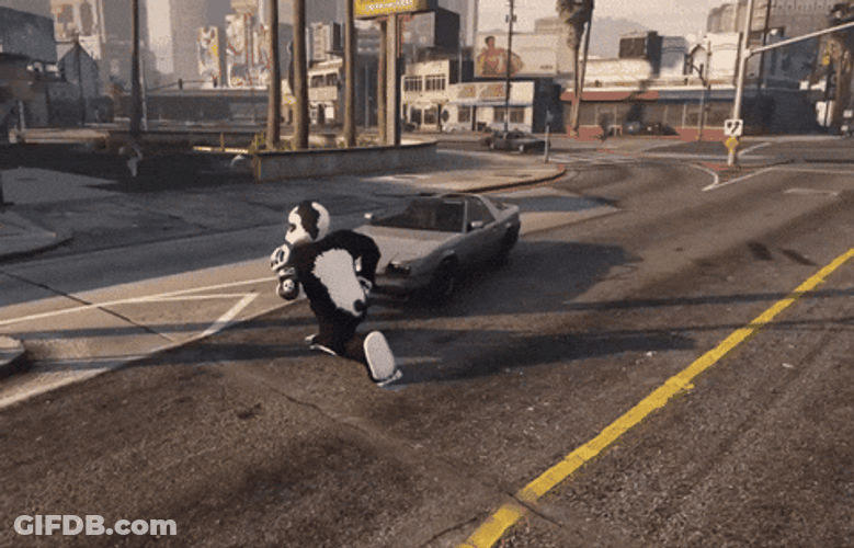Gta Wasted Animated Panda Getting Hit By A Car GIF