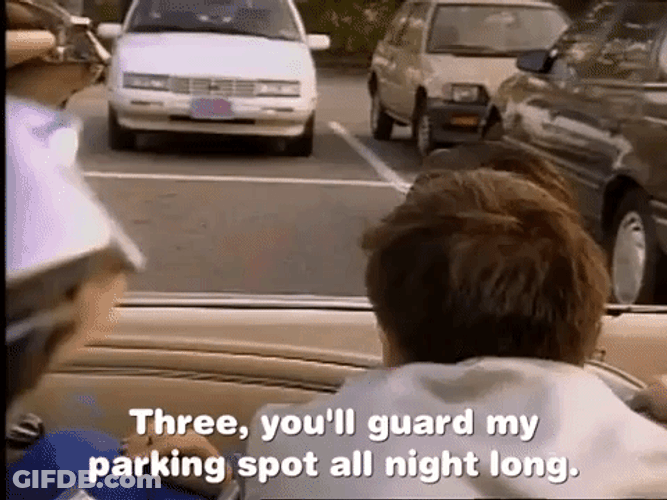Guard Parking Slot All Night Long Movie Clip GIF