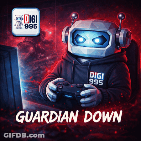 Guardian Down Robot Playing Video Game GIF