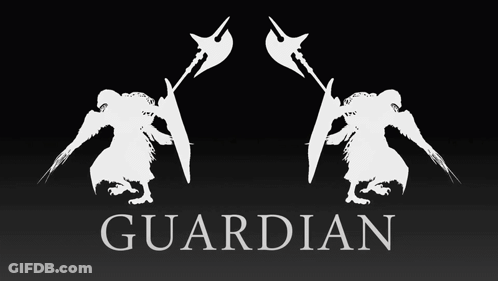 Guardian On Black Background With Silhouette GIF