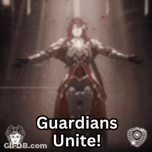Guardians Unite Poster With Woman In Armor GIF