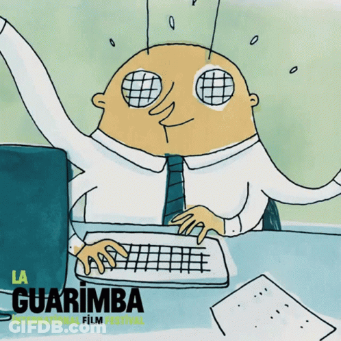 Guarimba Film Festival Poster Man Using Computer GIF