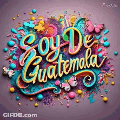 Guatemala Surrounded By Colorful Butterflies And Balls GIF