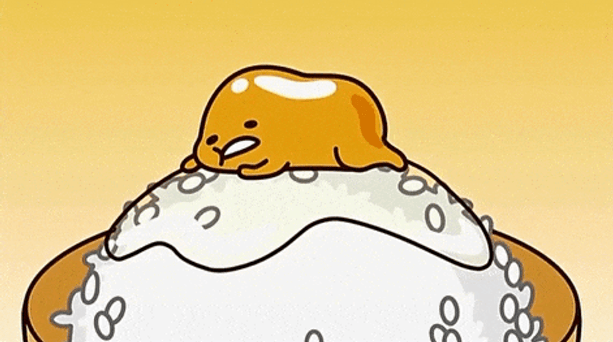 Gudetama On Top Of Bowl Of Rice GIF