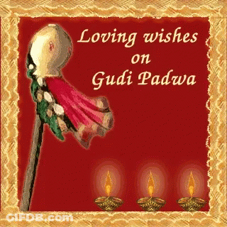 Gudi Padwa Card With Loving Wishes And Candles GIF