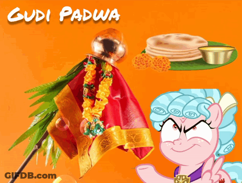 Gudi Padwa Poster With Pony And Food GIF