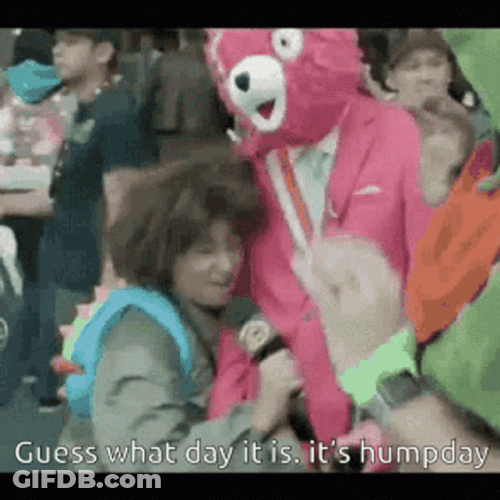 Guess What Day It Is Pink Bear Costume GIF