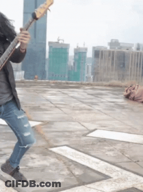 Guitar Playing With Crazy Head Bang GIF