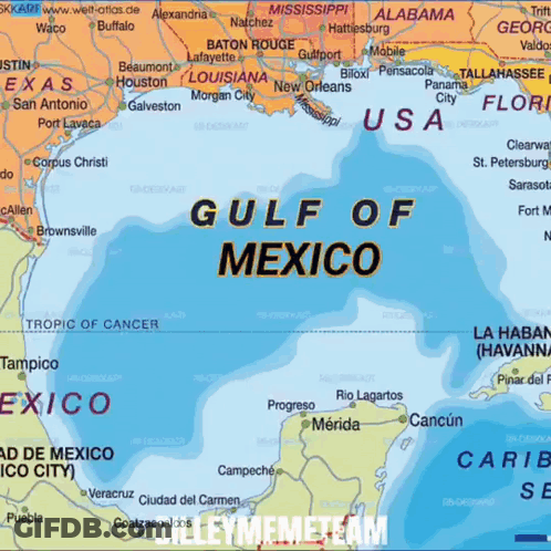 Gulf Of Mexico Map With Texas And Louisiana GIF