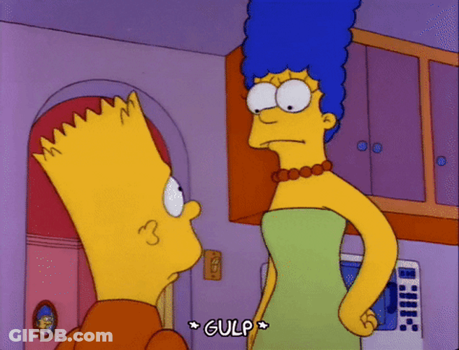 Gulp Gulp Gulp Terrified Bart Simpson Meme GIF