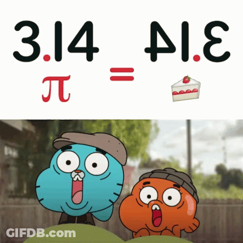 Gumball And Darwin Are Standing Next To Each Other In Front Of 3.14 GIF