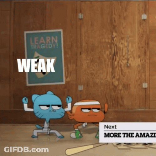 Gumball And Darwin Flexing Muscles Learn Traged Sign GIF