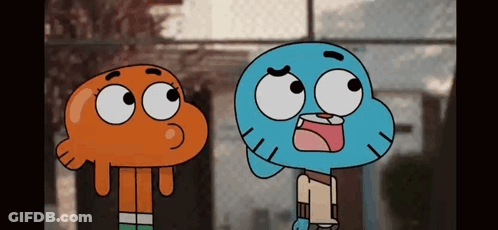 Gumball And Darwin From The Amazing World Of Gumball Are Standing Next To Each Other . GIF
