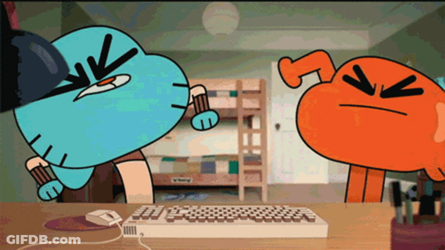 Gumball And Darwin Head Banging Keyboard GIF