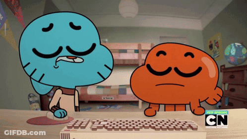 Gumball And Darwin Sitting In Front Of Keyboard GIF