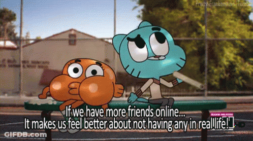 Gumball And Darwin Sitting On Bench GIF