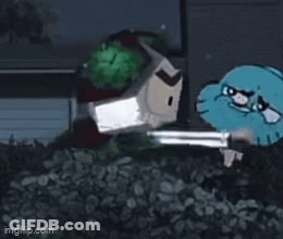 Gumball Character Holding Knife GIF