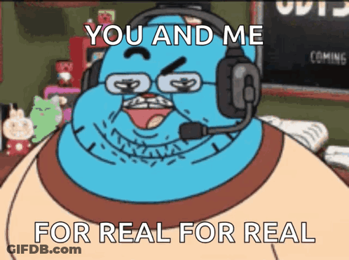 Gumball From The Amazing World Of Gumball Is Wearing Headphones And A Microphone GIF