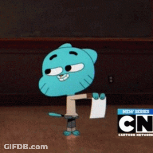 Gumball Holding Up Piece Of Paper GIF