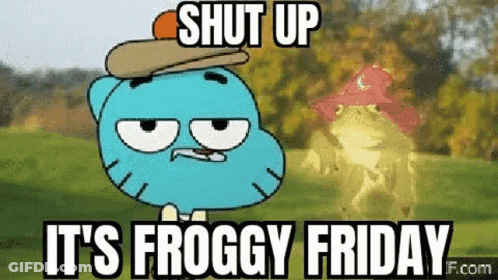 Gumball In Baseball Cap Says Shut Up It's Froggy Friday GIF