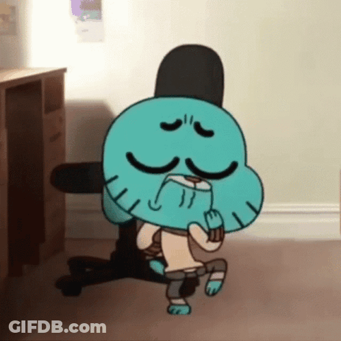 Gumball Kneeling In Chair GIF