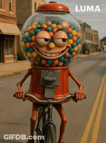 Gumball Machine Riding Bike With Luma GIF