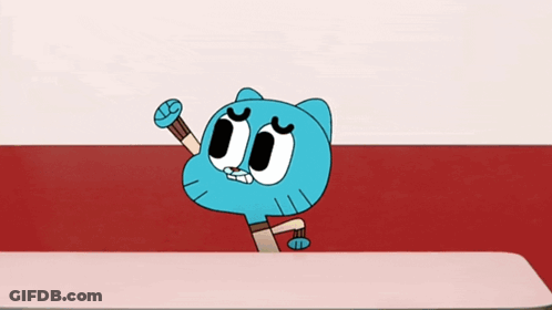 Gumball Sitting At Table With Cactus GIF