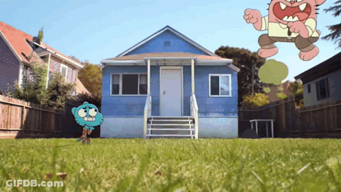 Gumball Standing In Front Of House GIF
