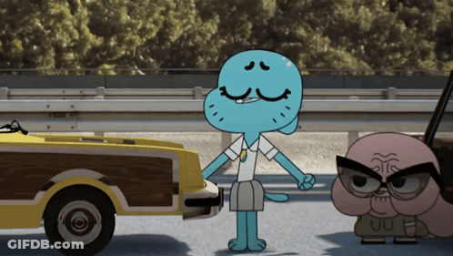 Gumball Standing Next To Car GIF