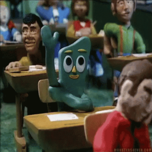 Gumby Cartoon Character Attending School GIF