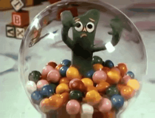 Gumby Trapped Inside Crystal Ball GIF