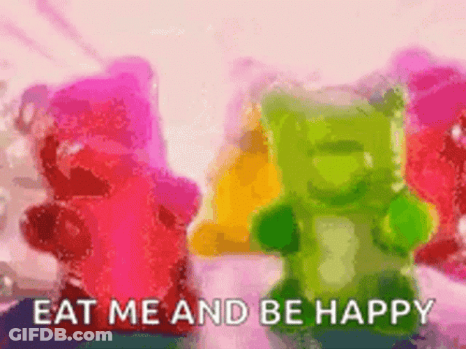 Gummy Bear Eat Me And Be Happy GIF