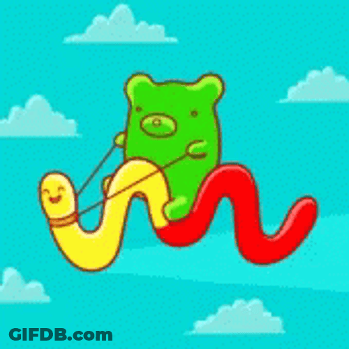 Gummy Bear Riding Gummy Worm GIF