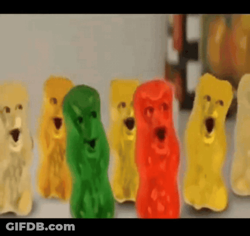 Gummy Bears With Mouths Open GIF