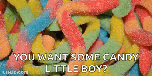 Gummy Worms Saying You Want Candy Little Boy GIF