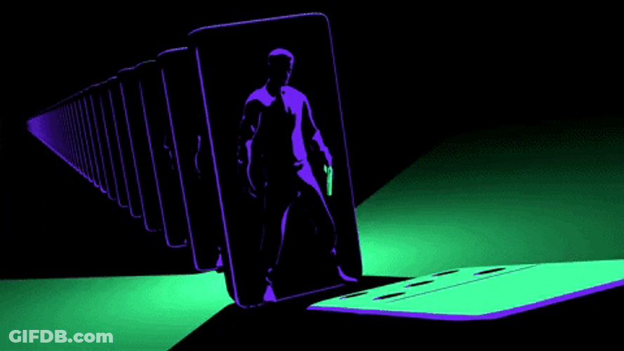Gun Shoot Neon Dominos Falling GIF