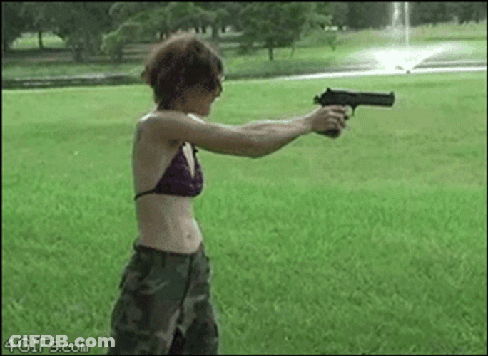 Gun Shooting Epic Fail Woman GIF