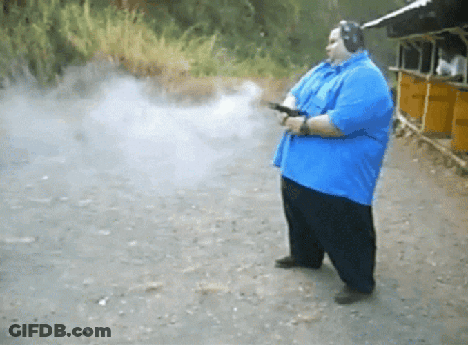 Gun Shooting Fat Man Smoke GIF