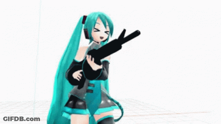 Gun Shooting Vocaloid Hatsune Miku GIF