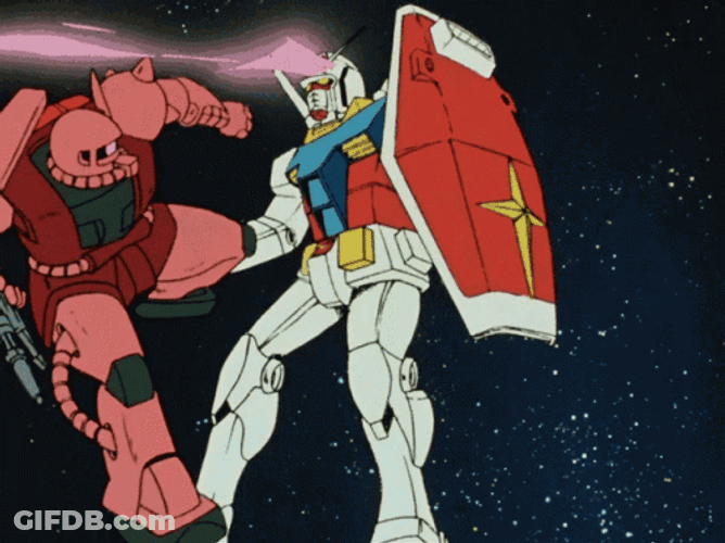 Gundam Char Aznable Got Kicked GIF