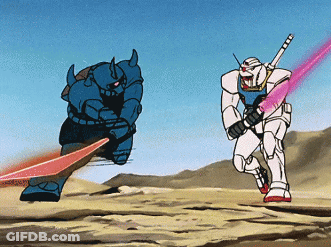 Gundam Cuts Enemies Hand GIF
