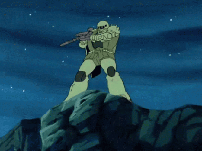 Gundam Push Off The Cliff GIF