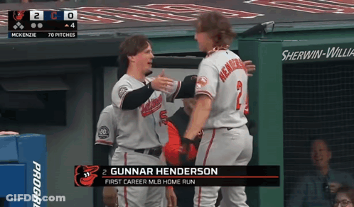 Gunnar Henderson Hugged By Another Player GIF